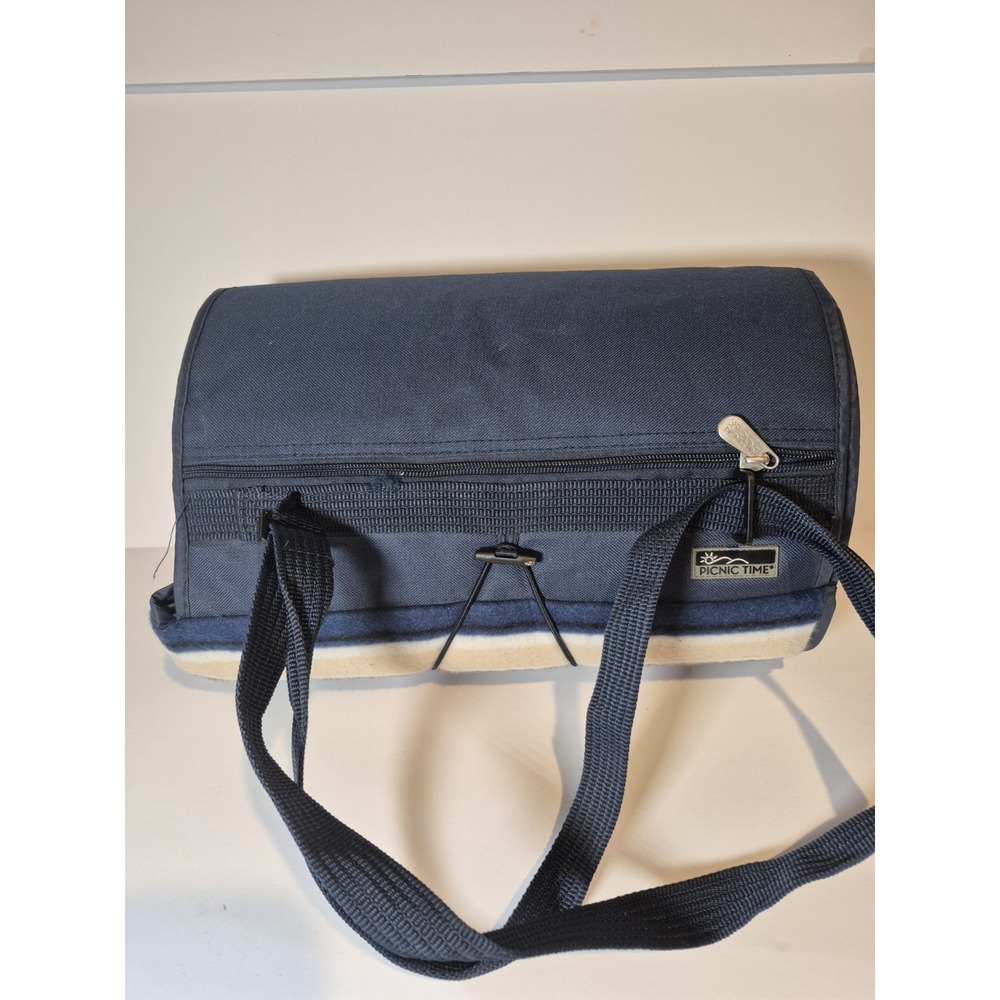 Picnic Blanket Picnic Time Sunshine Blanket Tote FleeceMultiBlue Flap 58 X 51EUC